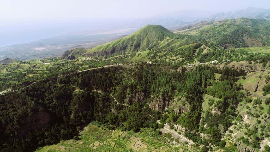 Santo Antão: Hiking Cova Volcano Crater to Ribeira Paúl - Farms, fruit trees, and mountain life
